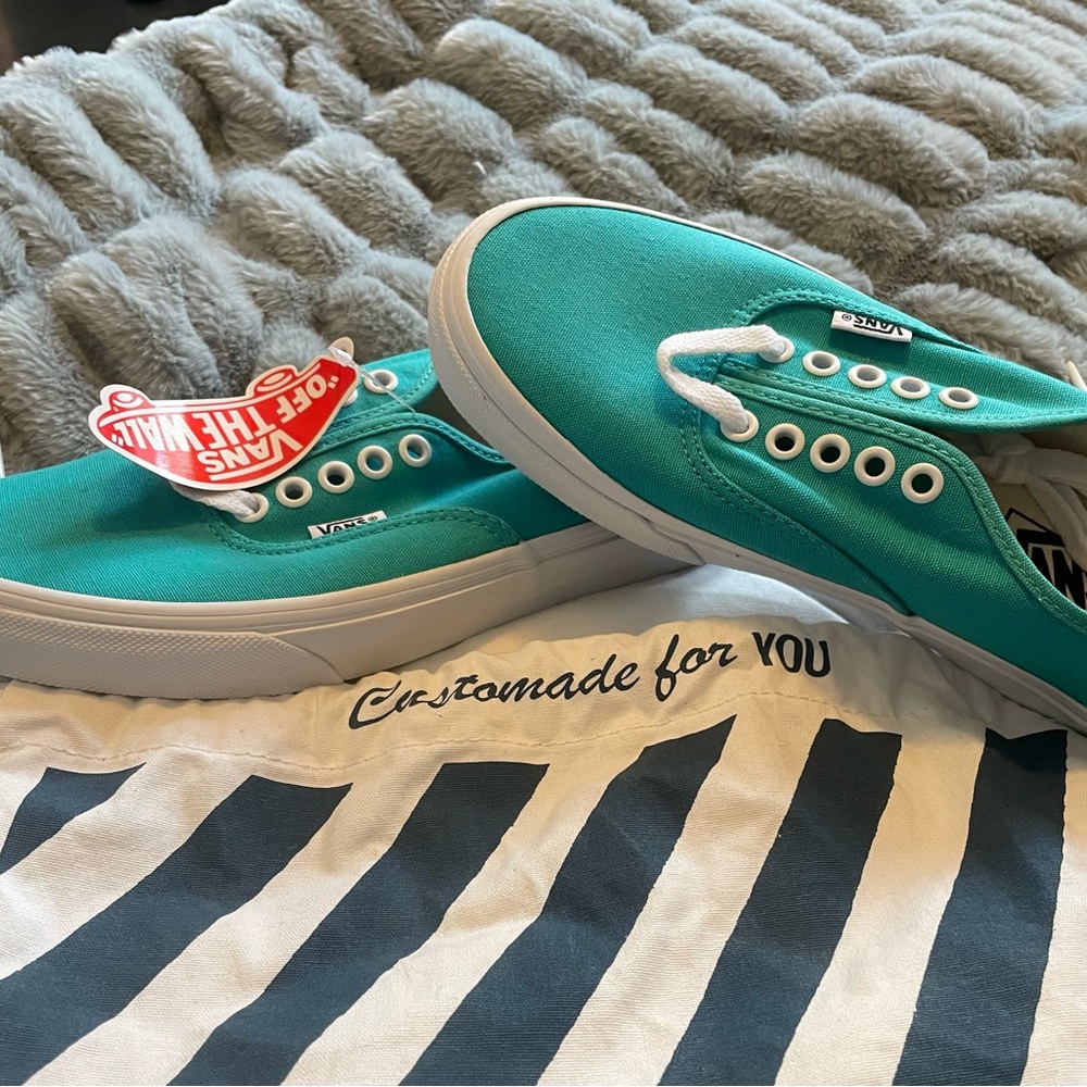 Authentic Vans Customade Teal Sneakers women's size 8